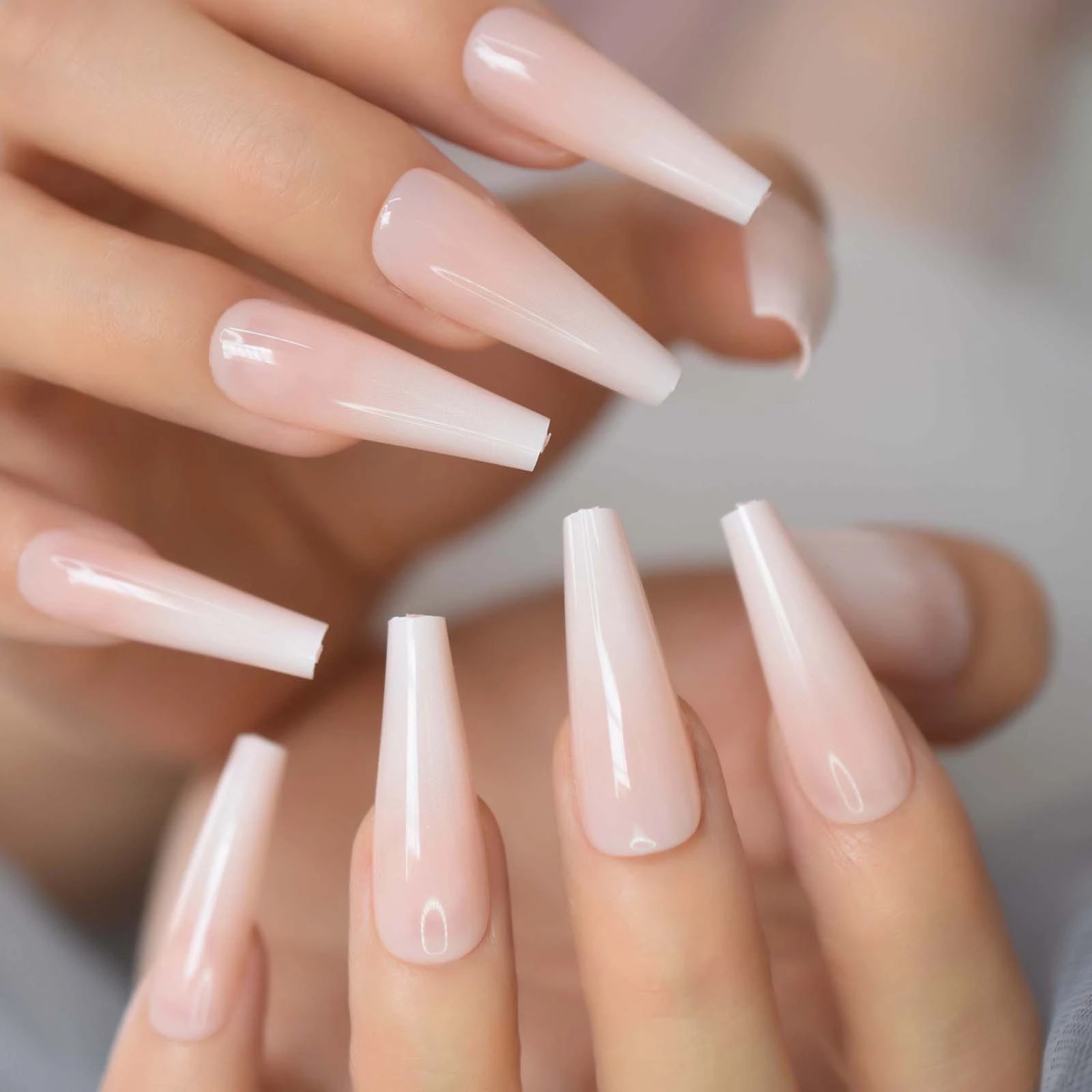 french tip coffin ombre nails